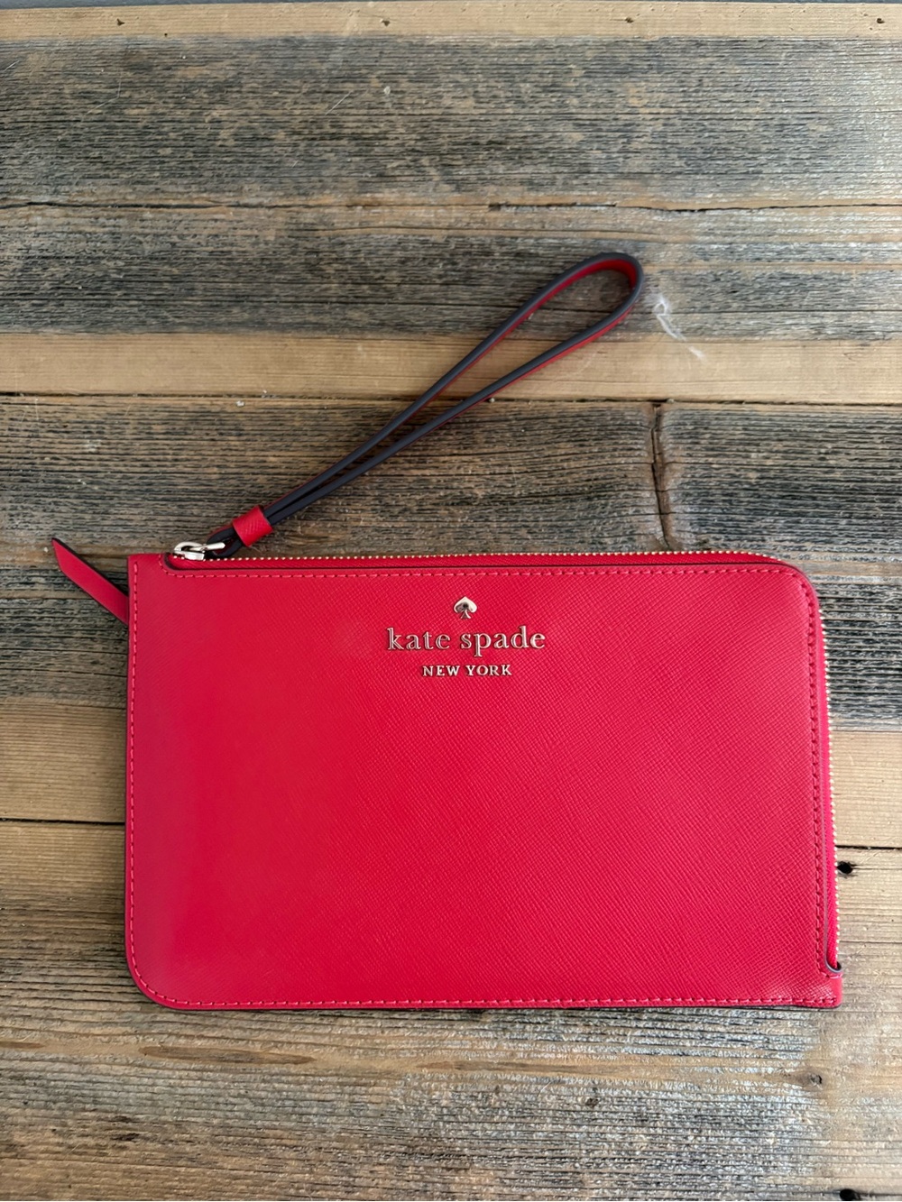 Kate Spade red leather wristlet clutch